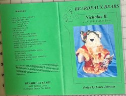 #2198 \'Nicholas B.\' 15\" Bear Pattern by Beardeaux Bears