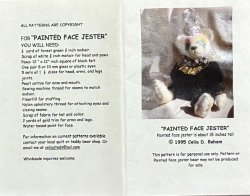 #3118 \"Painted Face Jester\" 20-21\" Bear Pattern