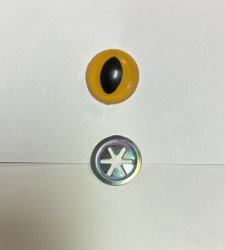 #3385 18mm Yellow Cat Eyes w/ metal back