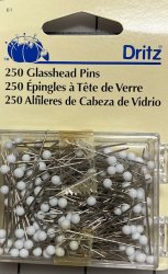 #2083 About 250 -1 3/8\" glass head Dritz Pins